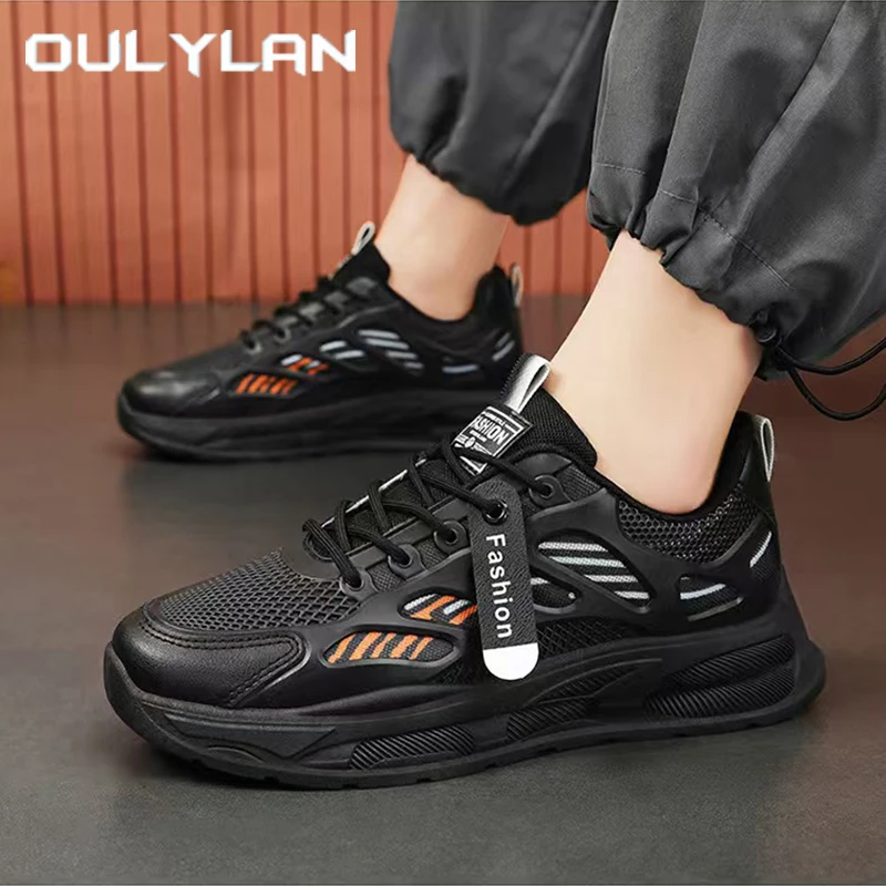 

Oulylan Male Summer Pure Color Runshoes Fashion Lace Up Soft Soled Sneakers Casual Breathable Mesh Sports Footwear For Men