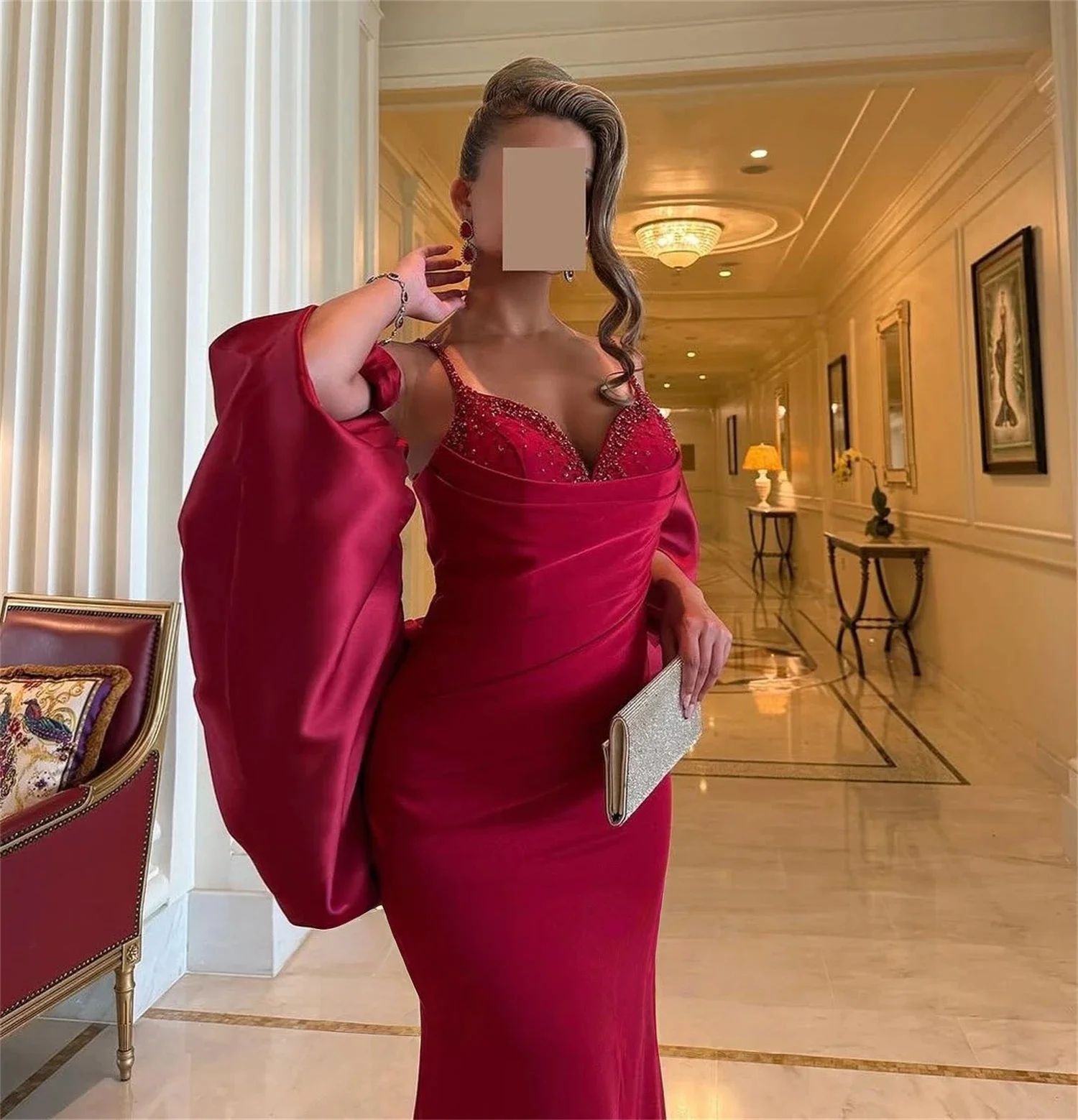 

Women Beaded Long Bespoke Occasion Gown Long Evening Dresses Pastrol Unisex Jersey Retro Dubai Saudi Arabic Prom Customized