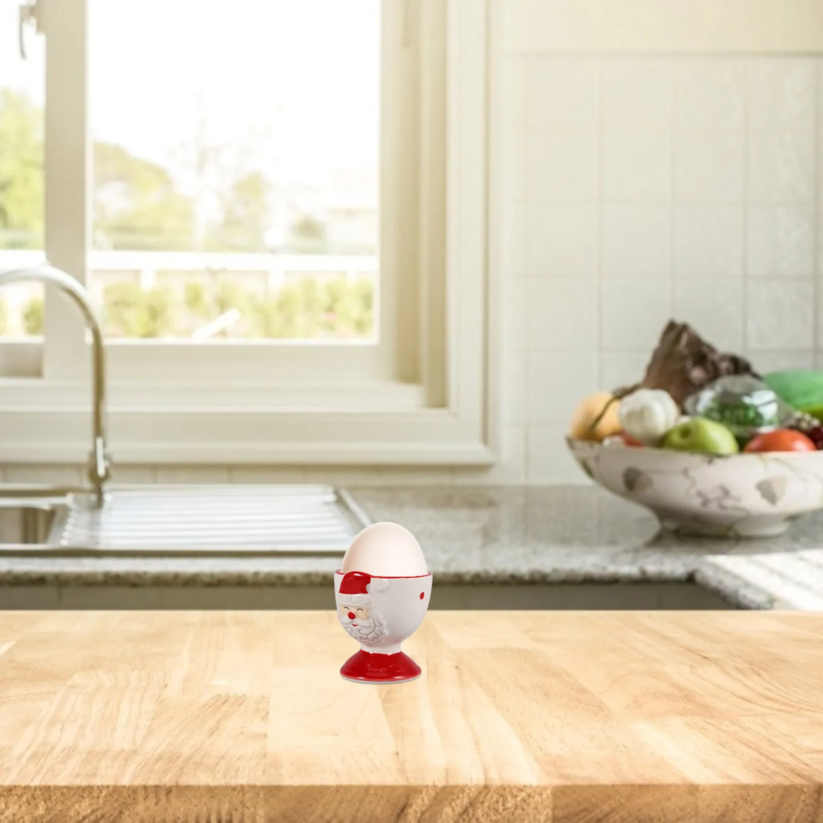 

Christmas Style Ceramic Egg Holder Adorable Egg Supporting Cup for Breakfast Kitchen Dining Room Decorative Display