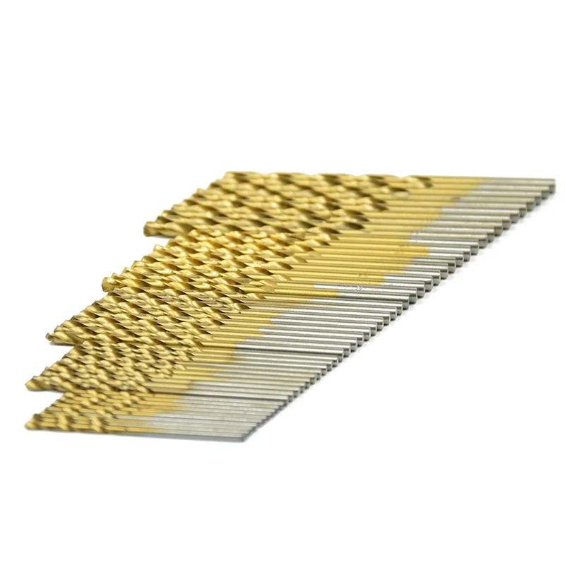 50pcs Titanium Coated Drill Bits Set HSS Mini Extractor Drill Bit 1/1.5/2/2.5/3mm For Metal Wood Aluminum Drilling Tools
