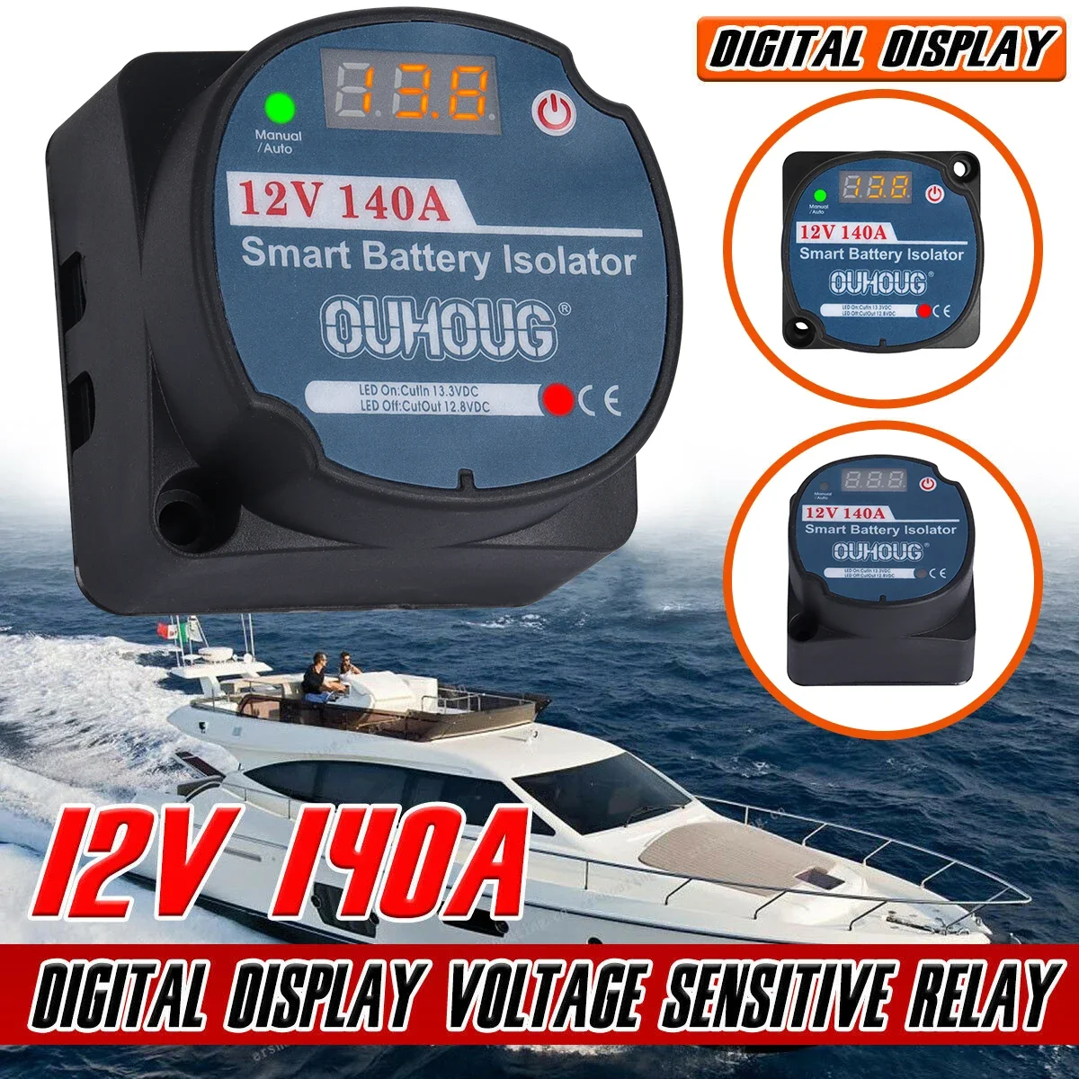 Updated Digital Led Voltage Sensitive Relay 12v 140a  Split Charge Vsr Campers Van Smart Isolator Interior Replacement Parts