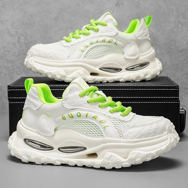 

Мужские туфли на мягкой подошве, модная повседневная кожаная сетчатая дышащая спортивная обувь на платформе с увеличенной высотой, новейшая обувь