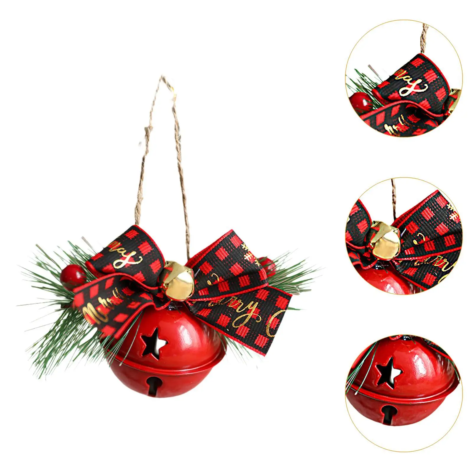 Christmas Bow with Bell Hanging Ornament Small Decorative Shatterproof Door Hanger for Indoor Outdoor Holiday Shop Party Home image 5