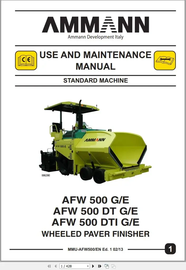 

Руководство по запчастям и эксплуатации Ammann Paver 2023, 12,3 ГБ PDF