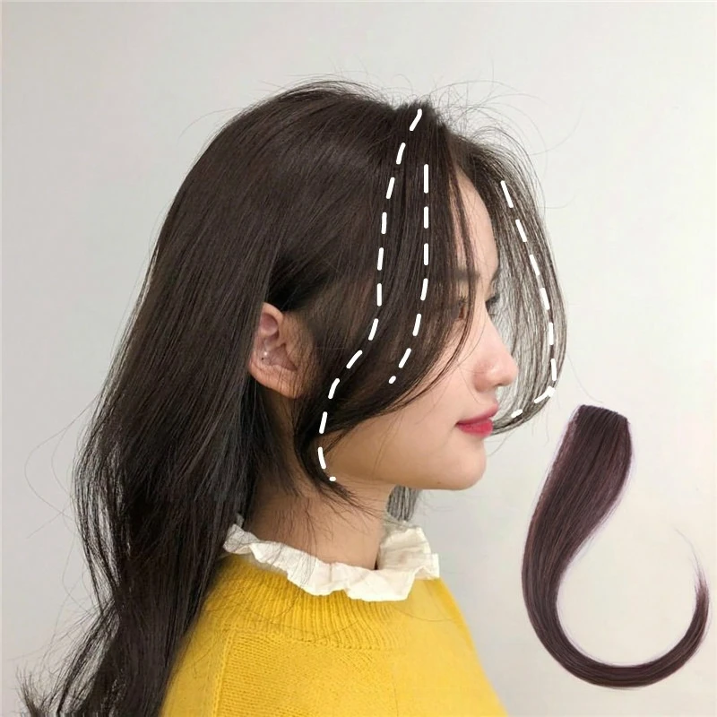 

Синтетический парик с челкой восьмиобразной формы для женщин, длинные шелковистые парики с центральным пробором, дышащие и естественные искусственные челки для женщин