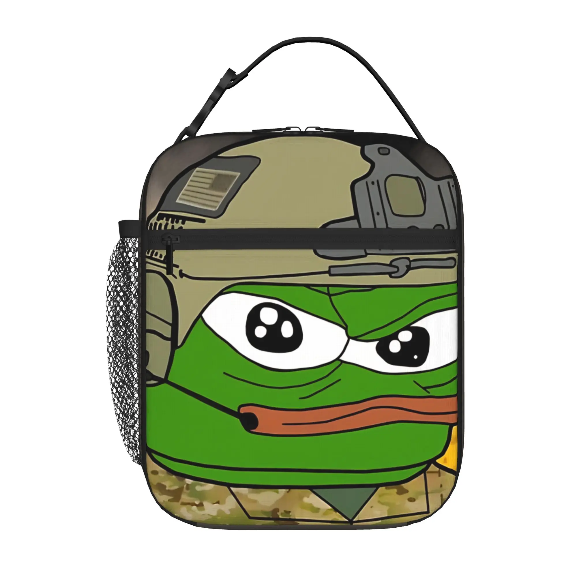 1 Piece Zipper Closure Soldier Storage Bag Pocket Pepe the Frog School Lunch Food Box Reusable For Lunch Food Bag