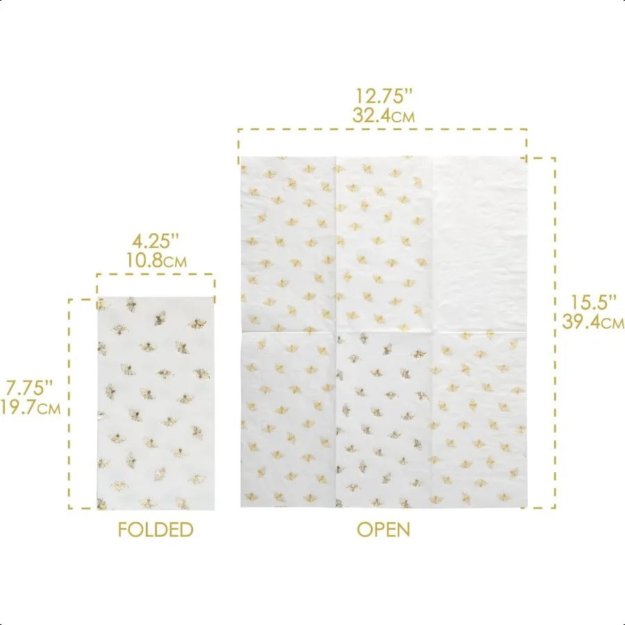 20Count 3Ply Dinner Size Paper Napkins Decorative Guest Paper Napkins for Party Picnic Dinner Baby Shower Bridal Shower Bee