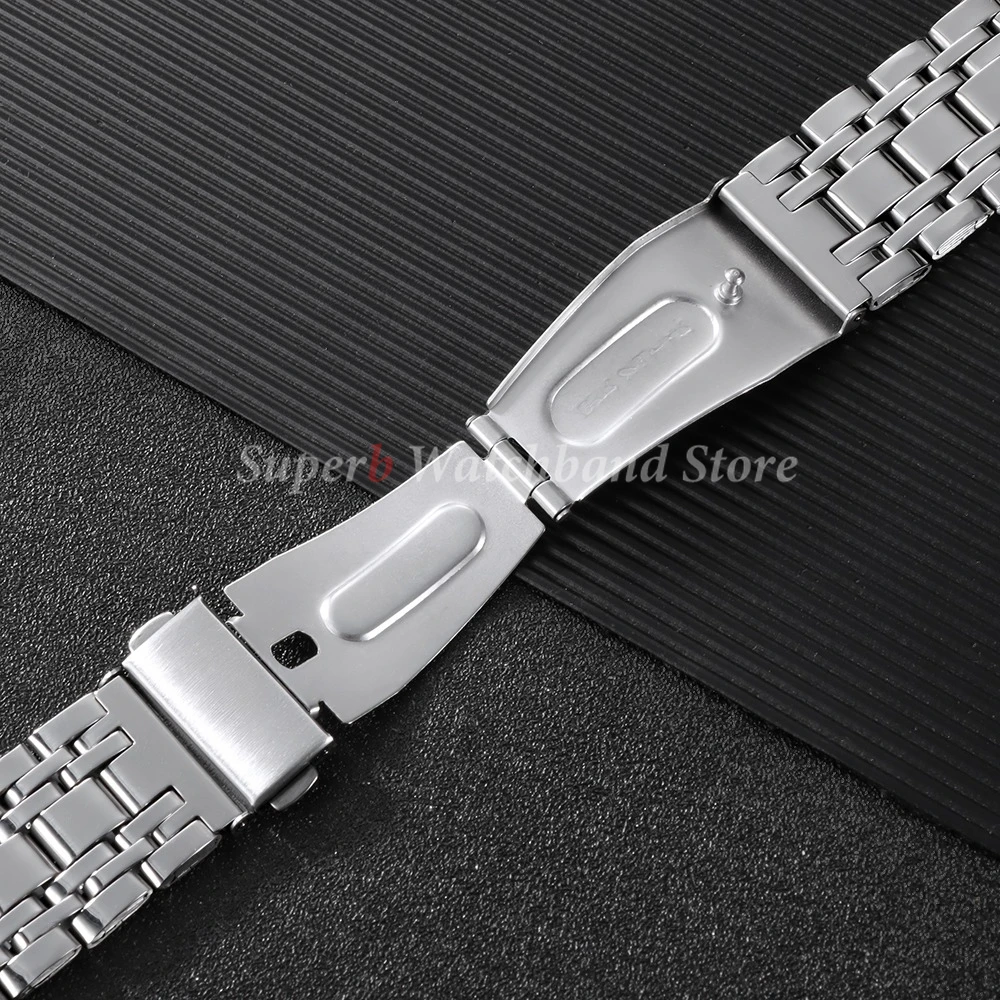 مصقول سوار فولاذي غير قابل للصدأ ل Seiko 20 مللي متر 22 مللي متر العالمي Smartwatch استبدال حزام سوار الرجال حزام الساعات مشبك قابل للطي