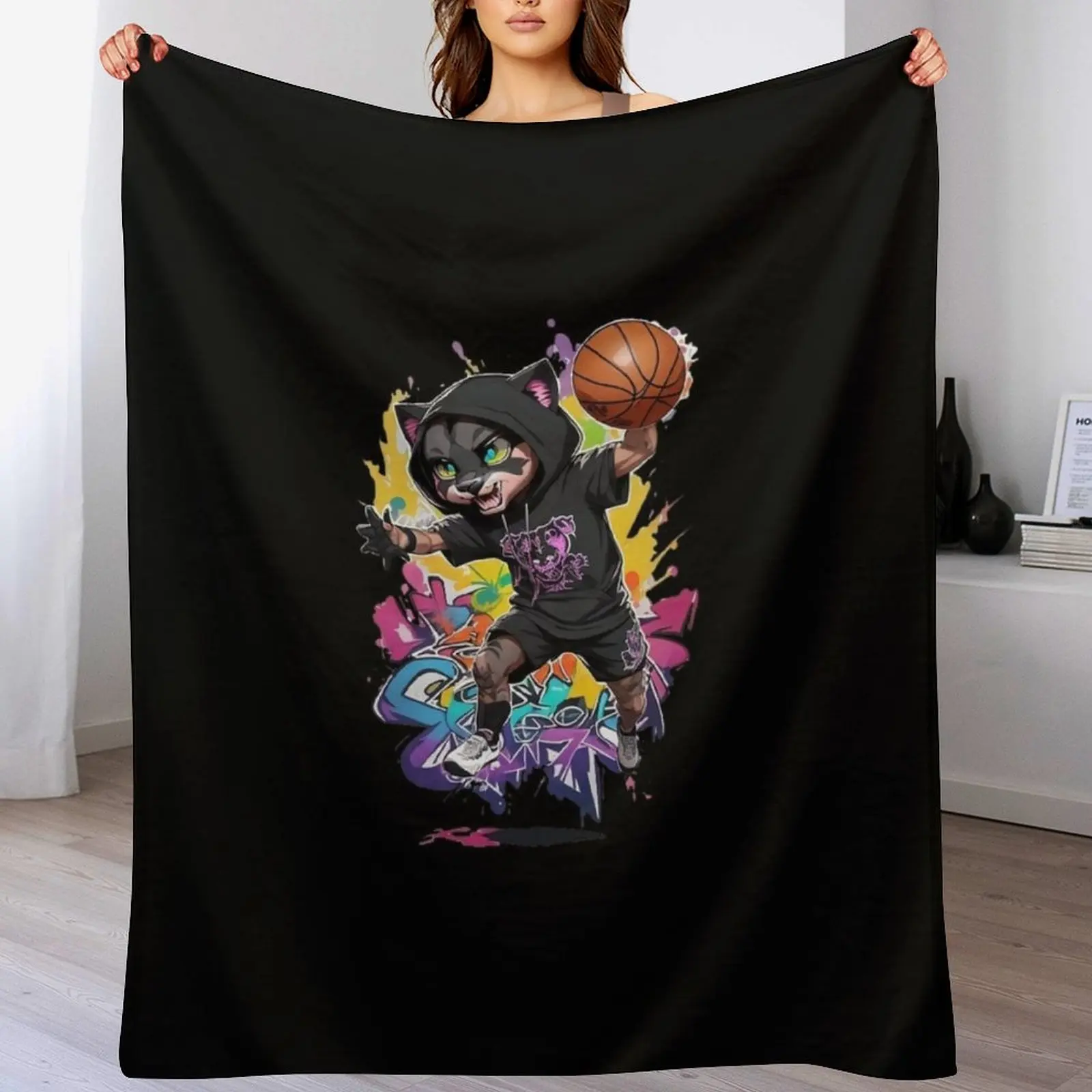 Street BasketBall Player Throw Blanket Multi-Purpose Thermals For Travel Personalized Gift Blankets