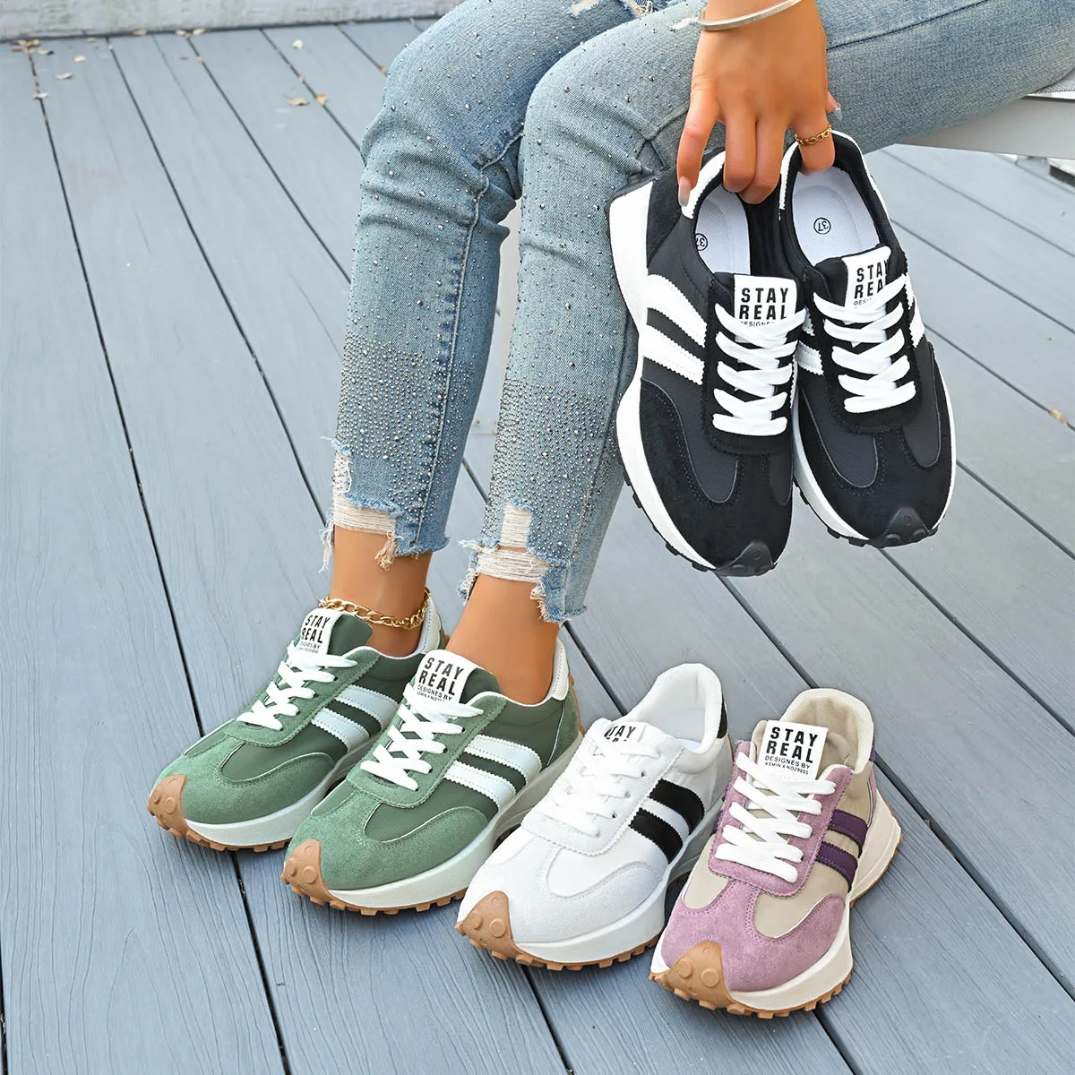 أحذية نسائية ربيعية قابلة للتنفس مقاس كبير أحذية رياضية سميكة القاع أحذية رياضية كاجوال شبكية مريحة مقاس كبير أحذية رياضية نسائية Zapatos De Mujer