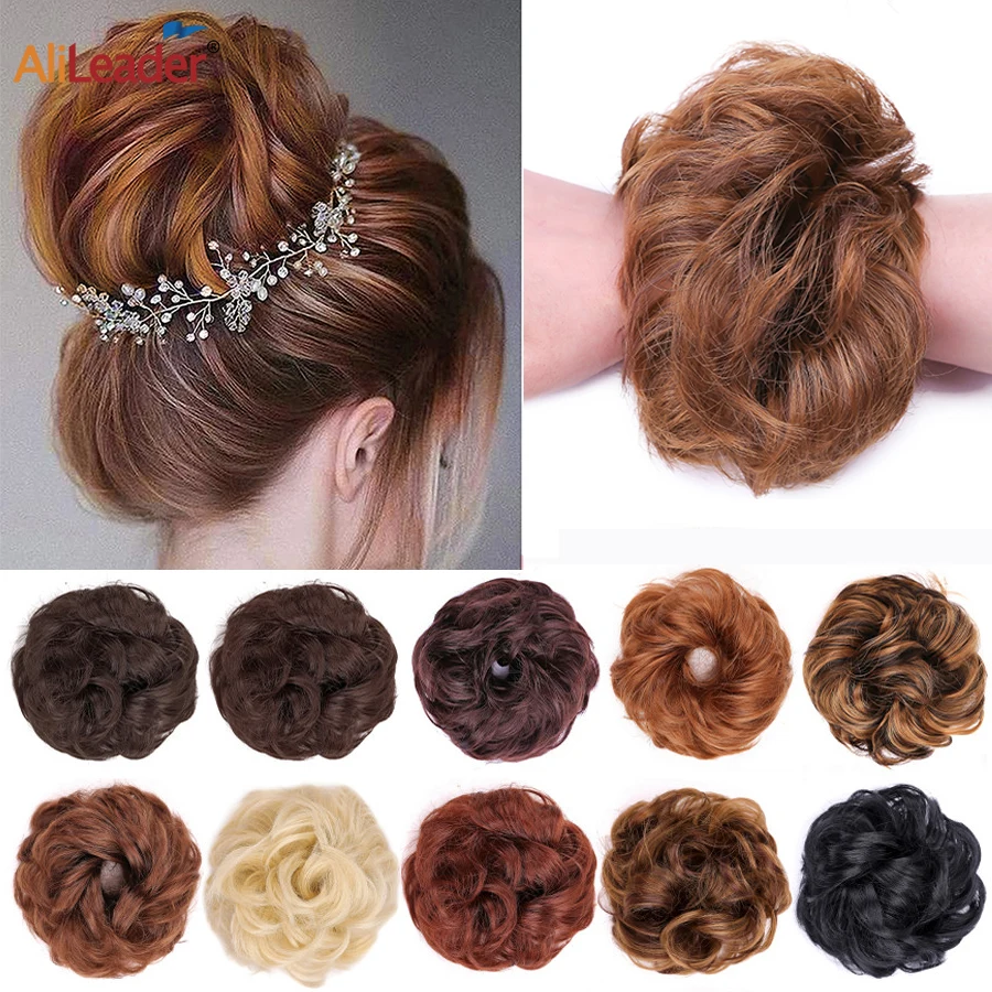 Alileader syntetyczny Chignon do przedłużania włosów kręcone sztuczne włosy kok krótki Messy włosy kok pączki elastyczny sznurek kucyk kobiety