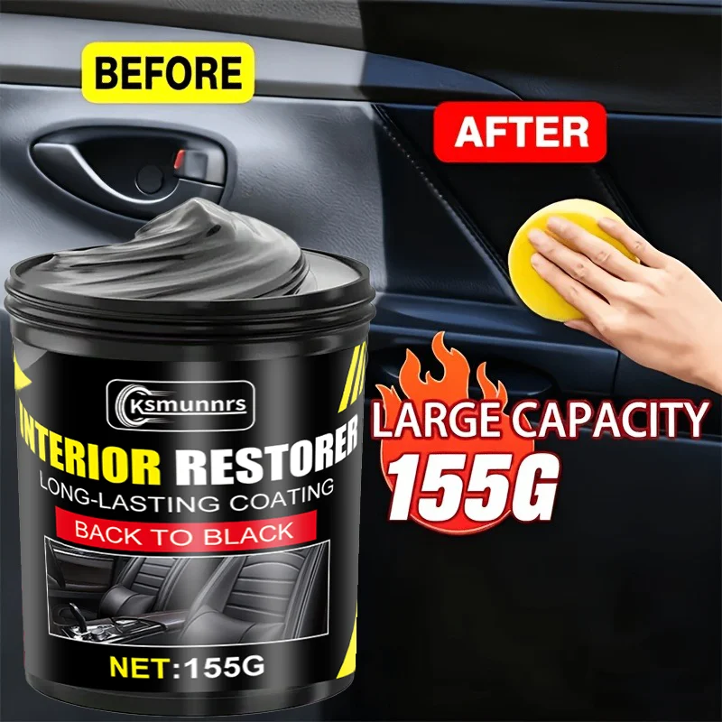 Car Interior Restorer Paste Auto Dashboard Plastic Rubber Polish Cream Long Lasting Shine Back To Black Coating