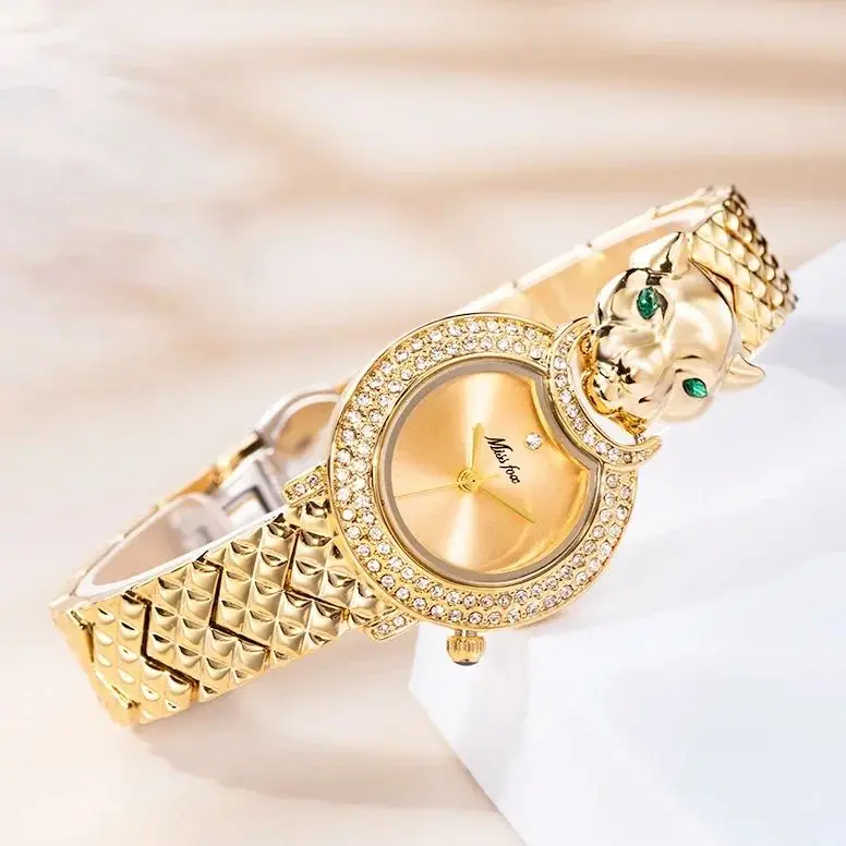 

MISSFOX Fashion Leopard Women's Watch Luxury Diamond Bling Quartz Watch 18K Gold Jewelry Quartz Wristwatch Ladies Gift Hot Sell