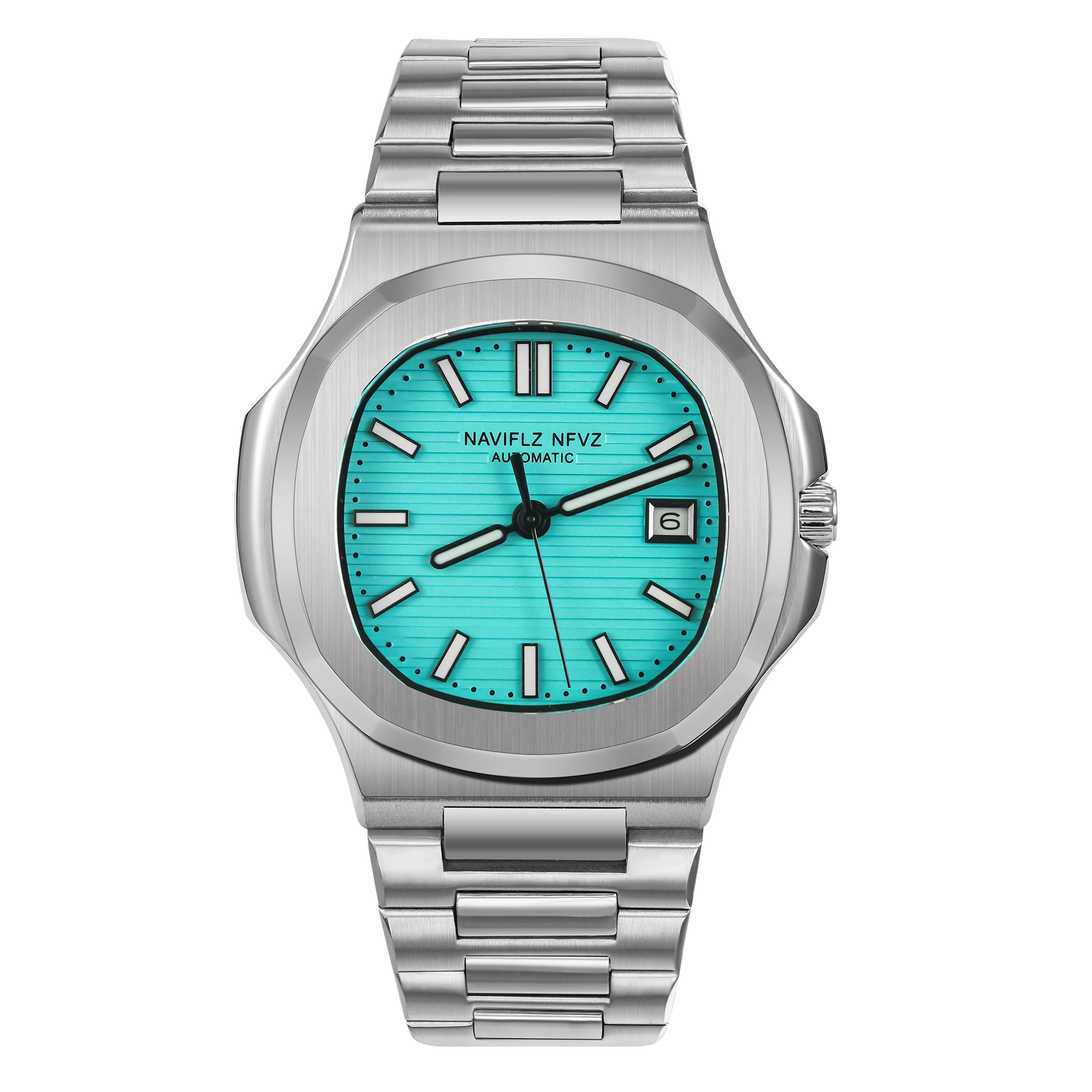 

NAVIFLZ NFVZ 40 мм, серебристо-голубые роскошные автоматические часы для мужчин, с сапфировым стеклом, водонепроницаемые, механические наручные часы, мужские, новинка 2025 года