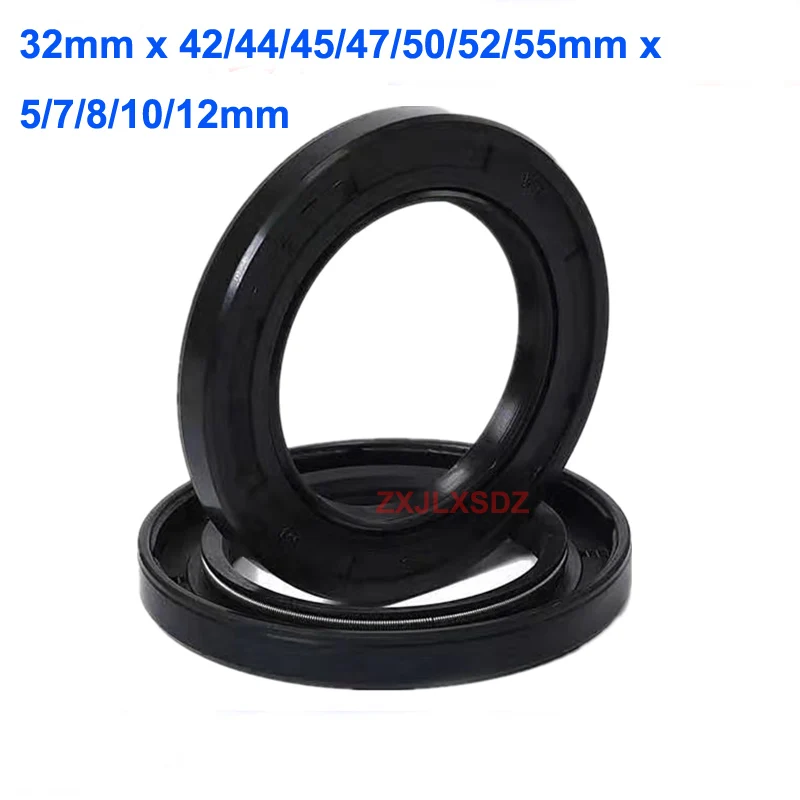 5/10 Pcs NBR Rubber TC Double Lip Oil Seal 32mm x 42/44/45/47/50/52/55mm x 5/7/8/10/12mm