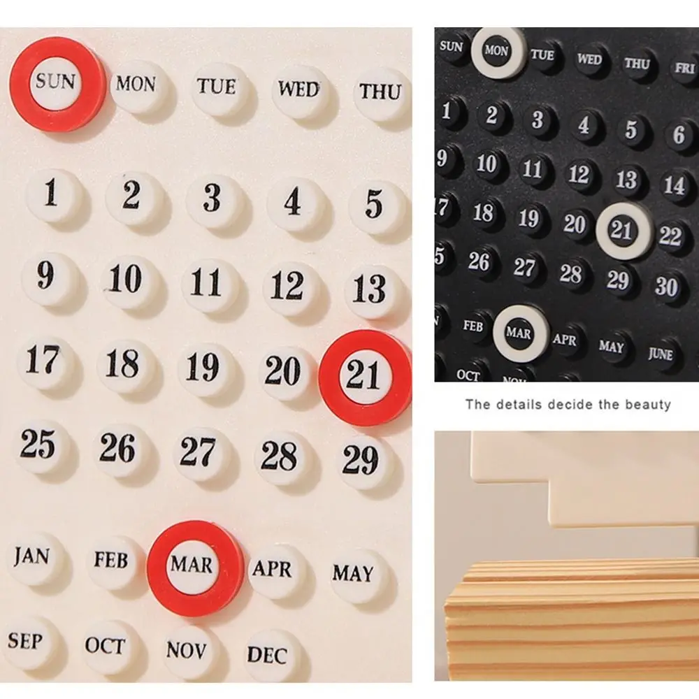 Calendario fai-da-te in acrilico con base in legno Diecimila anni Pianificatore di data in acrilico fatto a mano 3 anelli Calendario perpetuo manuale azionato a mano