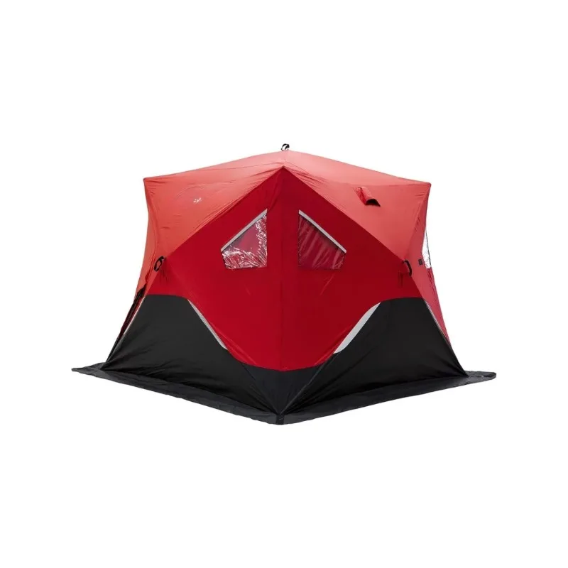 

FatFish Pop-up Portable Hub-Style Ice Shelter, Wide Bottom Design Fishable Area Non-Insulated Tents Outdoor Camping