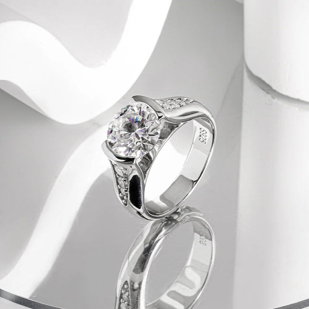 

2ct Round Cut D Color Moissanite Engagement Rings For Women Men 18K Gold Plated Wedding Band Ring Fine Jewelry Wholesale