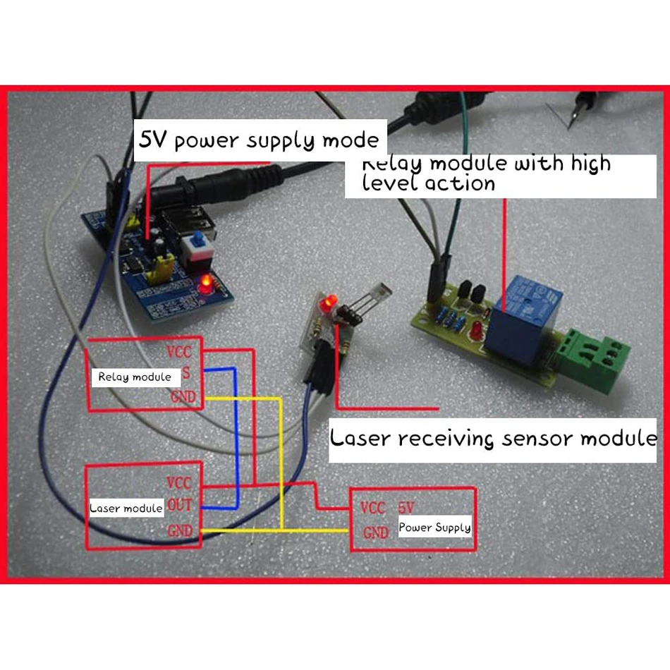 Laser Sensor Module Non-Modulator Tube Laser Receiver Module with KY-008 650nm Laser Transmitter Module for AVR