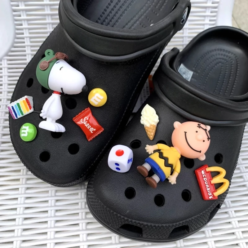 

MINISO Food Theme Snoopy Set for Shoe Charms Designer Accessories DIY Decoration for Classic Clog Boys &Girls Party Gifts