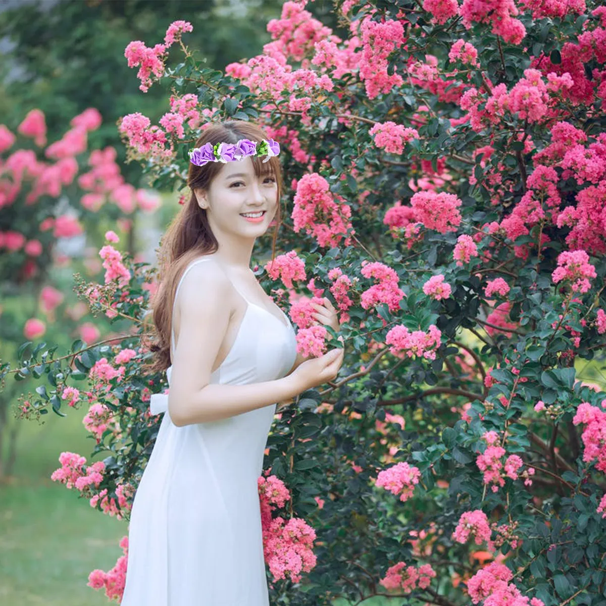 

Strawberry Floral Headband Purple Handmade Wedding Accessories For Bride Flower Bridal Hair Band