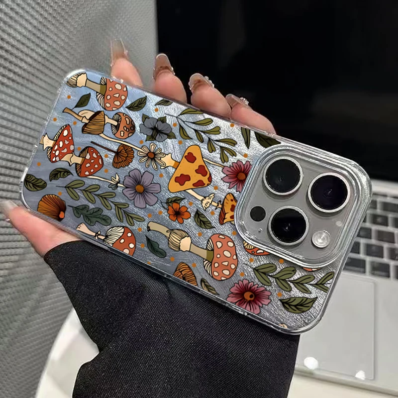 Новый чехол для телефона с графическим рисунком гриба для Xiaomi Poco F7 X7 X6 X5 X3 M6 Pro, противоударный прозрачный силиконовый чехол-бампер, задняя крышка