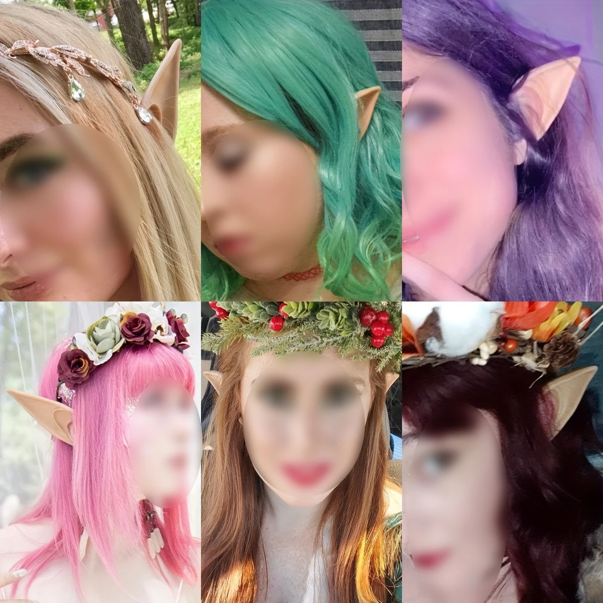 16pcs Latex Elf Ears for Cosplay Fairy Costume Accessories Rubber Fantasy Elf Ear Tips for Halloween Christmas Themed Parties