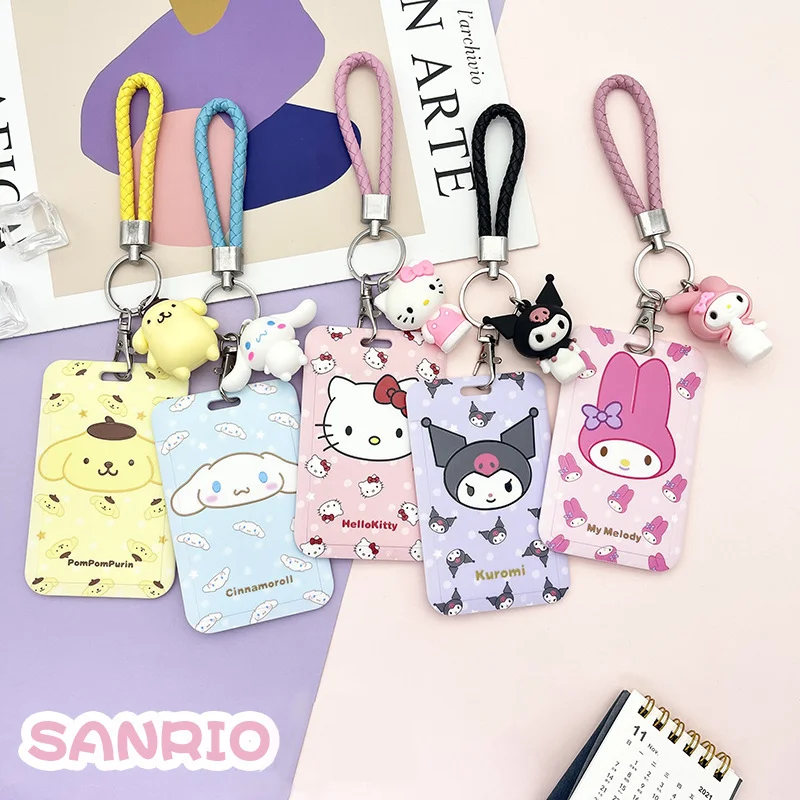 Porte-cartes avec laniere pour filles, porte-cles anime, pendentif Kawaii, Sanurgente, Hello Kitty, Cinnamoroll, Kuromi ，Melody