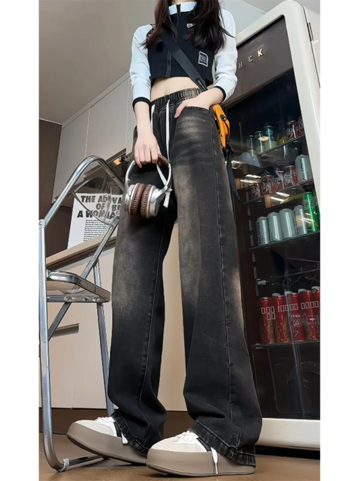 

Мужские джинсы прямого кроя с удлиненными штанинами и принтом в виде молнии, в американском уличном стиле, весна-осень, из мягкого денима, рабочая одежда.