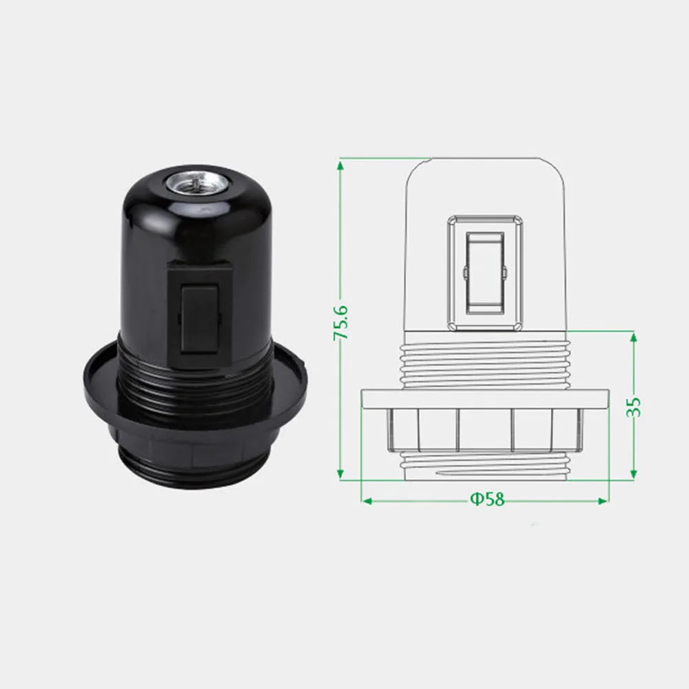 1pcs E27 Bakelite Self-locking Light Body with Zipper Switch Lamp Base E27 Full Tooth Lamp holder with Push Button