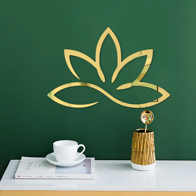 1pc Lotus 3D akrylowa ściana lustrzana naklejki usuwalne malowidło ścienne naklejki do salonu sypialnia Mandala Zen studio jogi Home Decor