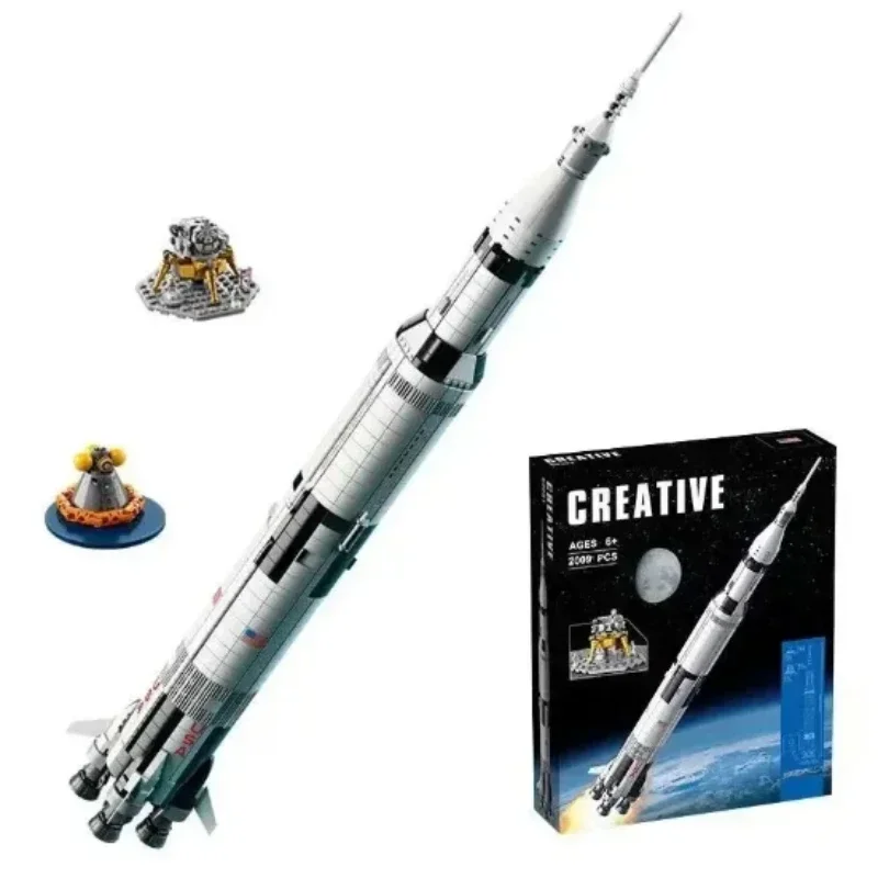 Cohete espacial Saturno V 92176, cohete espacial, bloques de construcción, serie Idea, juguetes educativos para niños, regalos de cumpleaños y Navidad