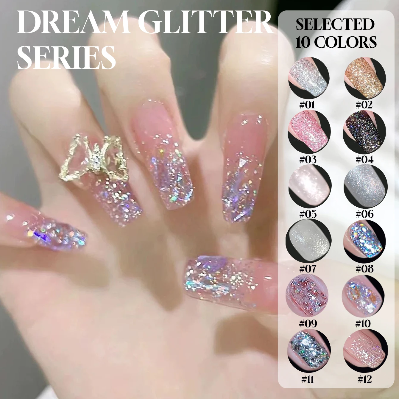 1 Stück 12 ml Kokosmilch weiß Super Flash Glitter Gel Nagellack Top glänzend bei Nacht inklusive rosa Nägel Sommernägel Nagelkunst