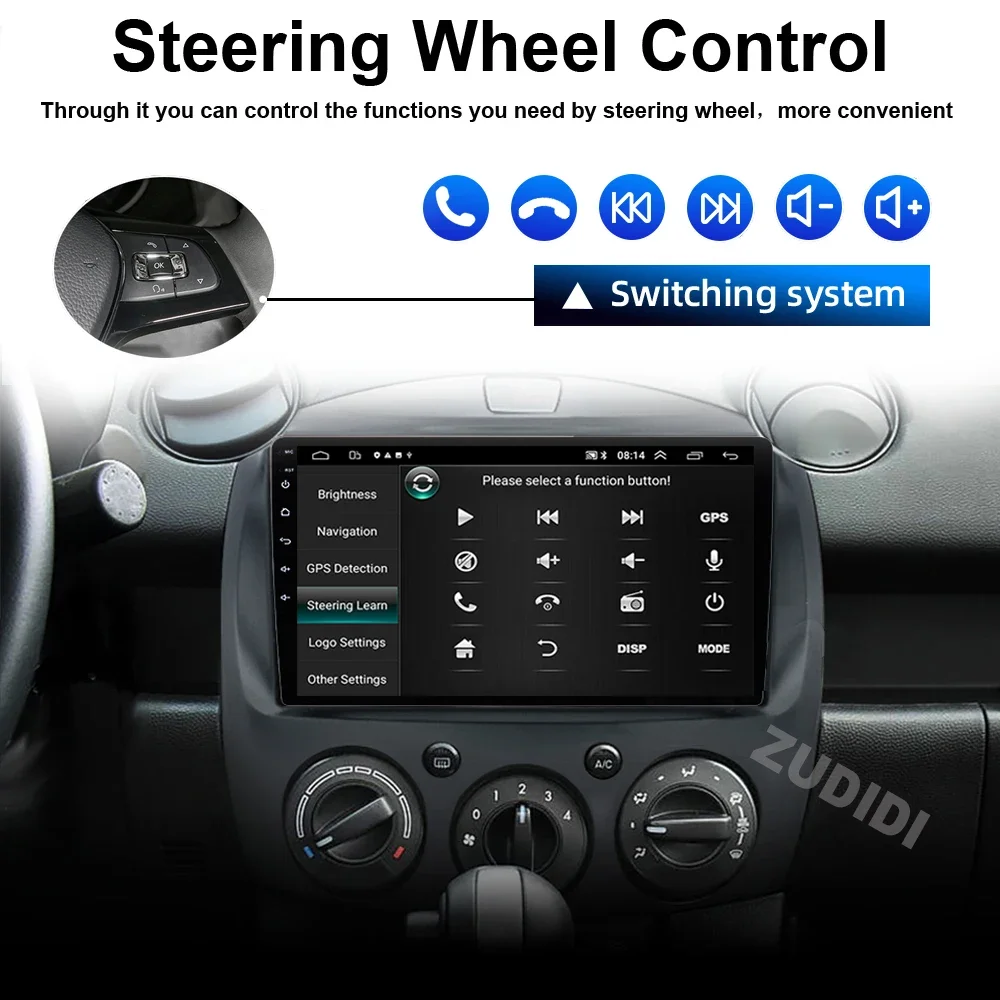 カーGPSマルチメディアラジオ,プレーヤー付きラジオ,Android,ナビゲーター,2ディン,マツダ2 2007, 2008, 2009, 2010, 2011, 2012, 2013, 2014