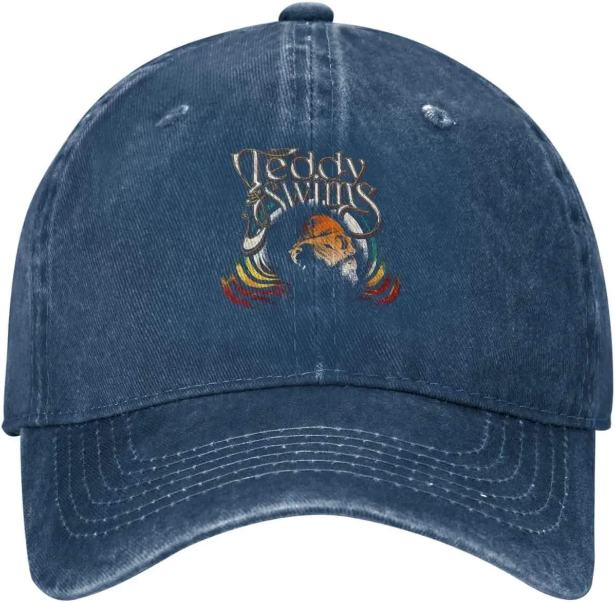 

Teddy Music Swims Vintage Washed Baseball Cap Retro Denim Sun Hats for Women Men Distressed Dad Caps Black