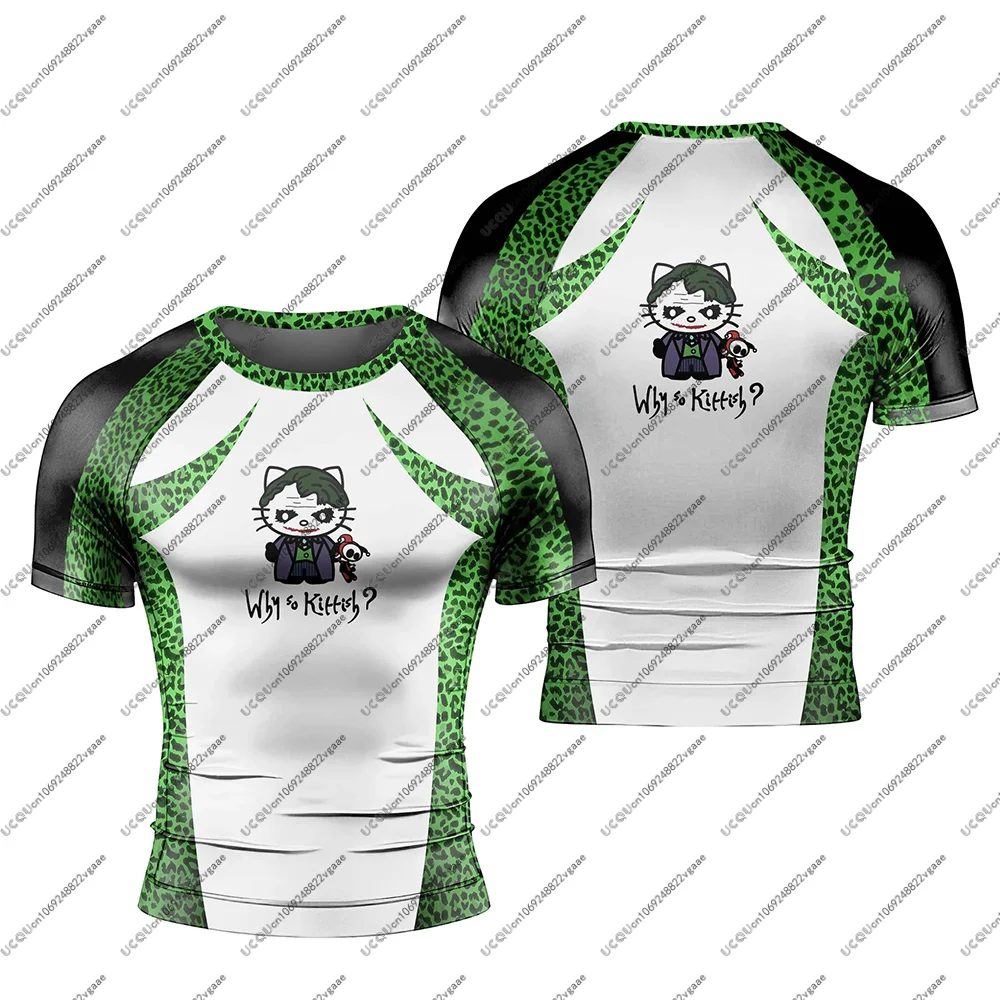 أطفال بنات تي شيرت ملابس رياضية كاجوال للهالوين تي شيرت هدية أنيمي اللياقة البدنية الصالة الرياضية مرحبا كيتي جيو جيتسو طفح الحرس تنفس مينيسو