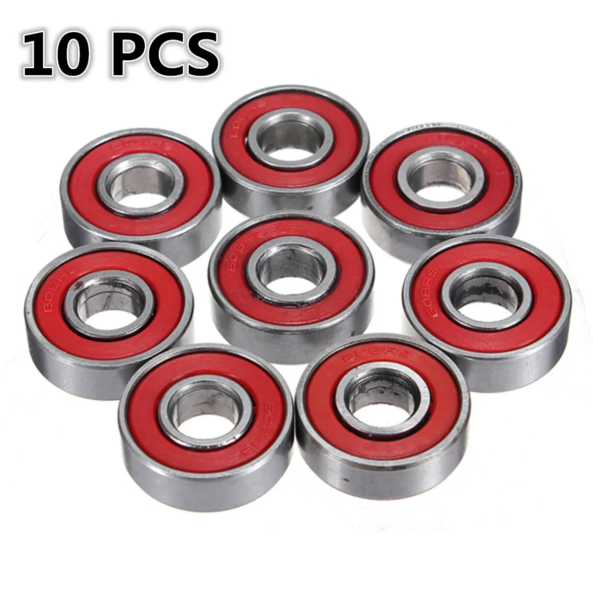 10pcs shaft ABEC-5 608 2RS Inline Roller Skate Wheel Bearing Anti-rust Skateboard Wheel Bearing Red Sealed 2.1 x 2.1 x 0.7cm