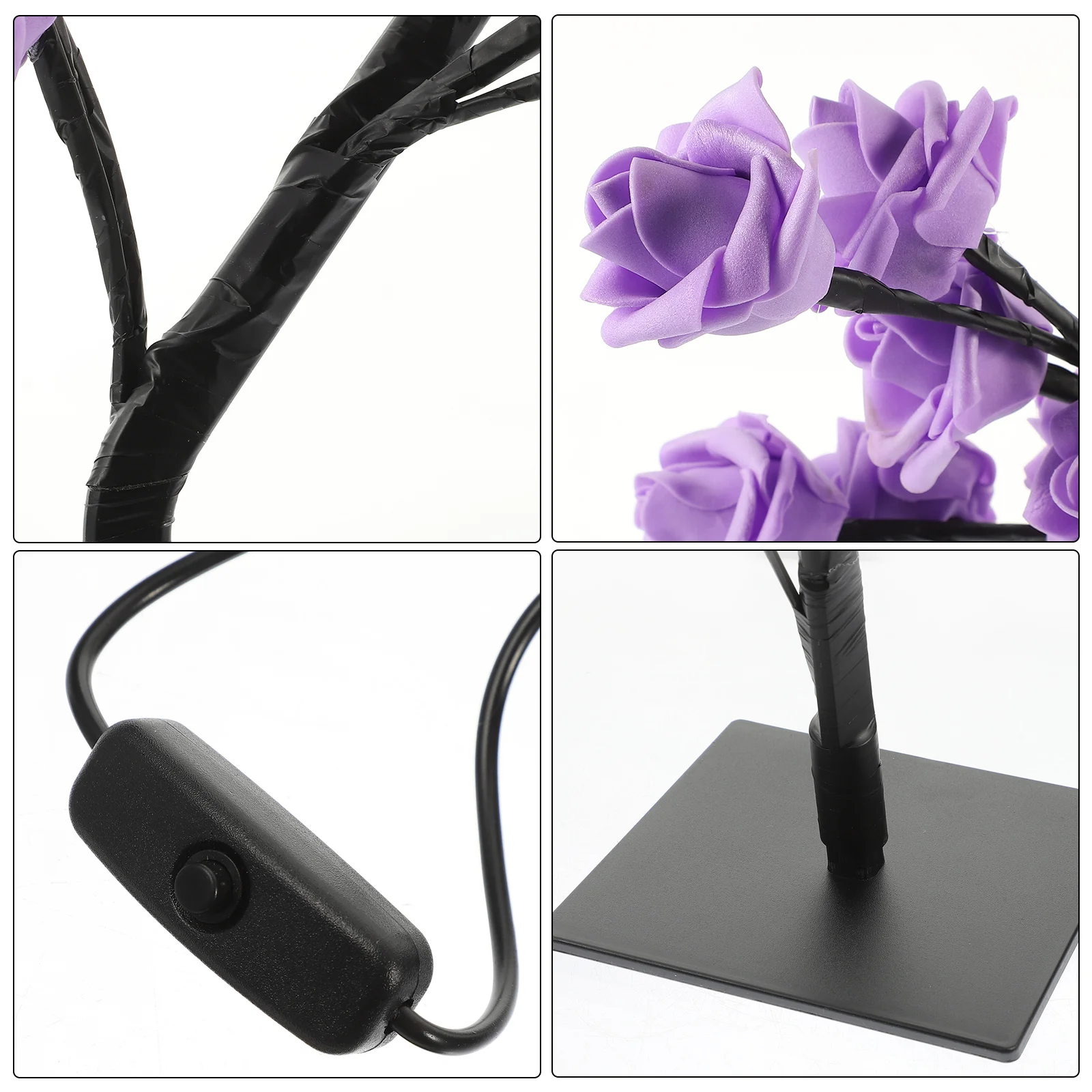 Table Lamps Rose Tree Lights Flower for Bedrooms Flowers 33X16X6CM LED Unique Desk Purple up