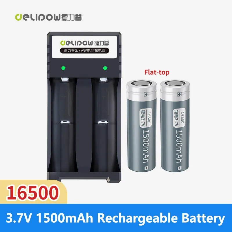 

2-4pcs 100% New Original Delipow Flat-top 16500 battery 3.7v （16*50mm） 1500mAh 16500 Lithium lon Rechargeable Battery