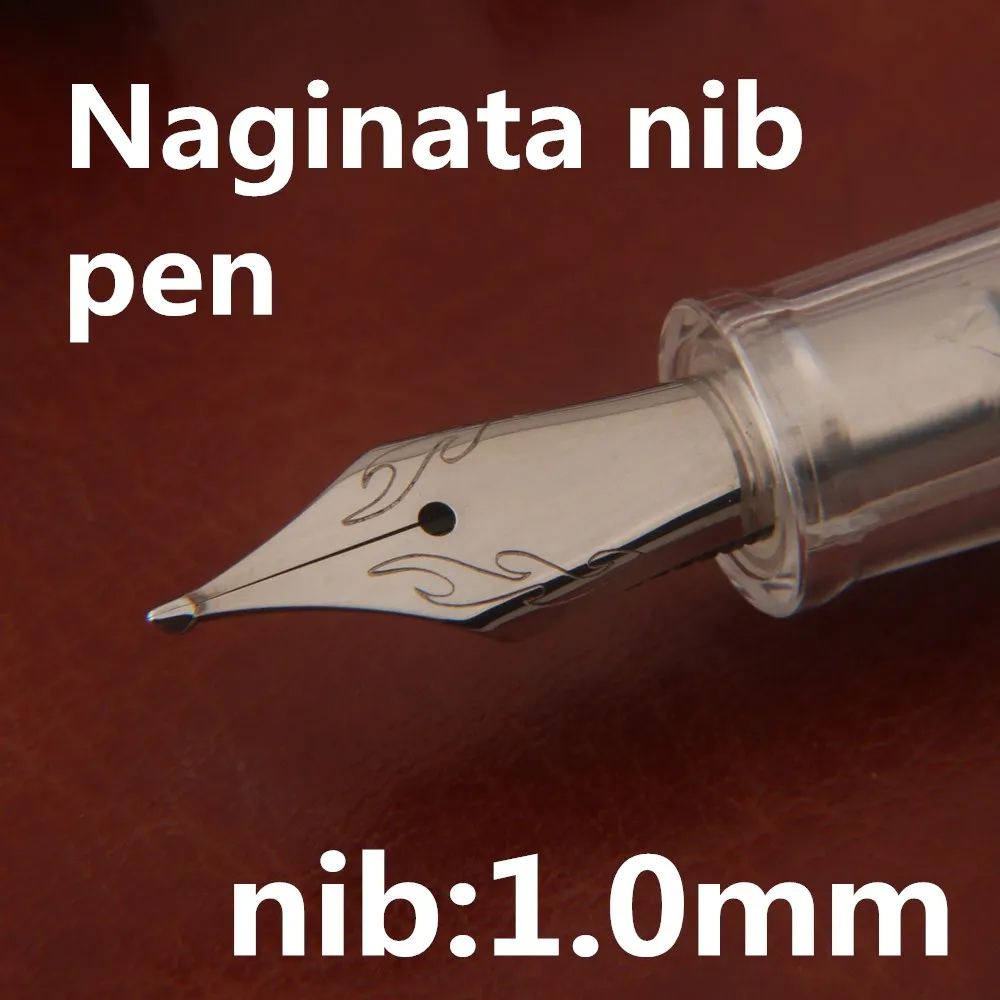 

High Quality Naginata nib Fountain Pen Spin transparent 1.0mm Stationery Office Supplies Signature Calligraphy Ink Pens