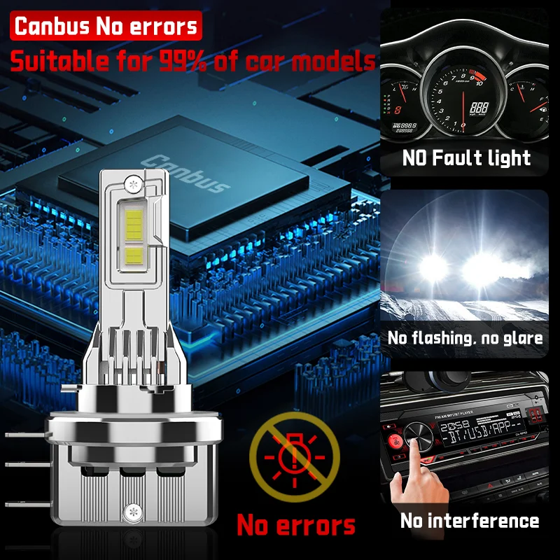 

2PCS Turbo H15 Headlight Bulbs for Volkswagen Golf 7 High Beam Headlights DRL Daytime Running Lights White 6000K 30000LM 60W 12V
