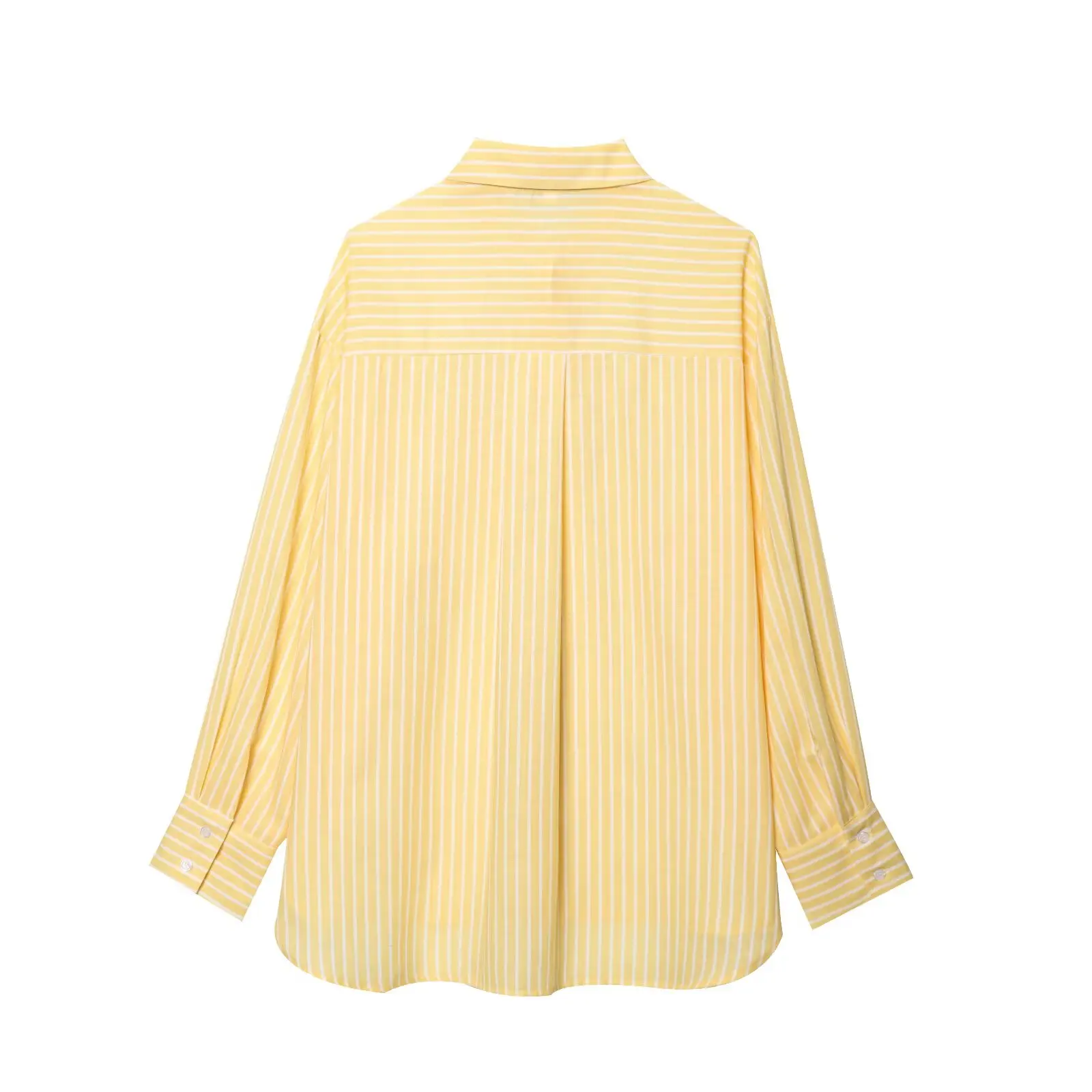 Willshela Camicia a righe larghe in cotone e lino moda donna Colletto con bavero Maniche lunghe Camicetta Mujer casual da donna chic femminile