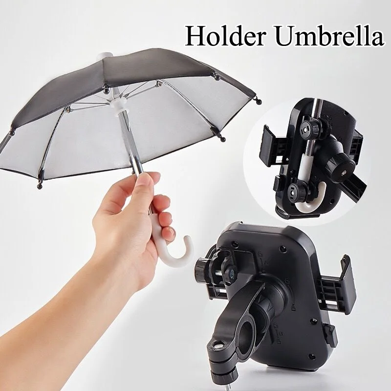 Detachable Motorcycle Bicycle Riding Mobile Phone Holder Sun Shade Mini Umbrella Portable Waterproof Bracket Sunshade Umbrella