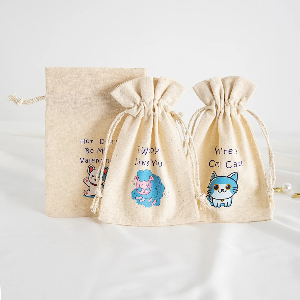 10 Stück Valentinstag Musselin Leckerli Tasche Sackleinen Leinwand Baumwolle Kinder Klassenzimmer Austausch Preise Beutel Süßigkeiten Geschenk Schmuck Tasche – Detail 11