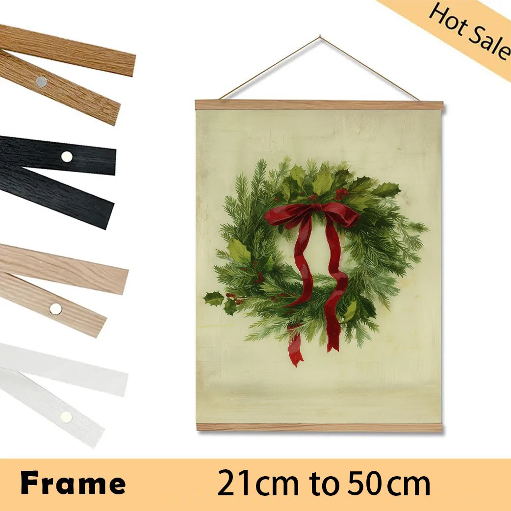 21-50CM Teak Pine Wood Magnetic Frames Picture Poster Hanger Frame For Wall Art Canvas Print Painting Kids Room Home Decor