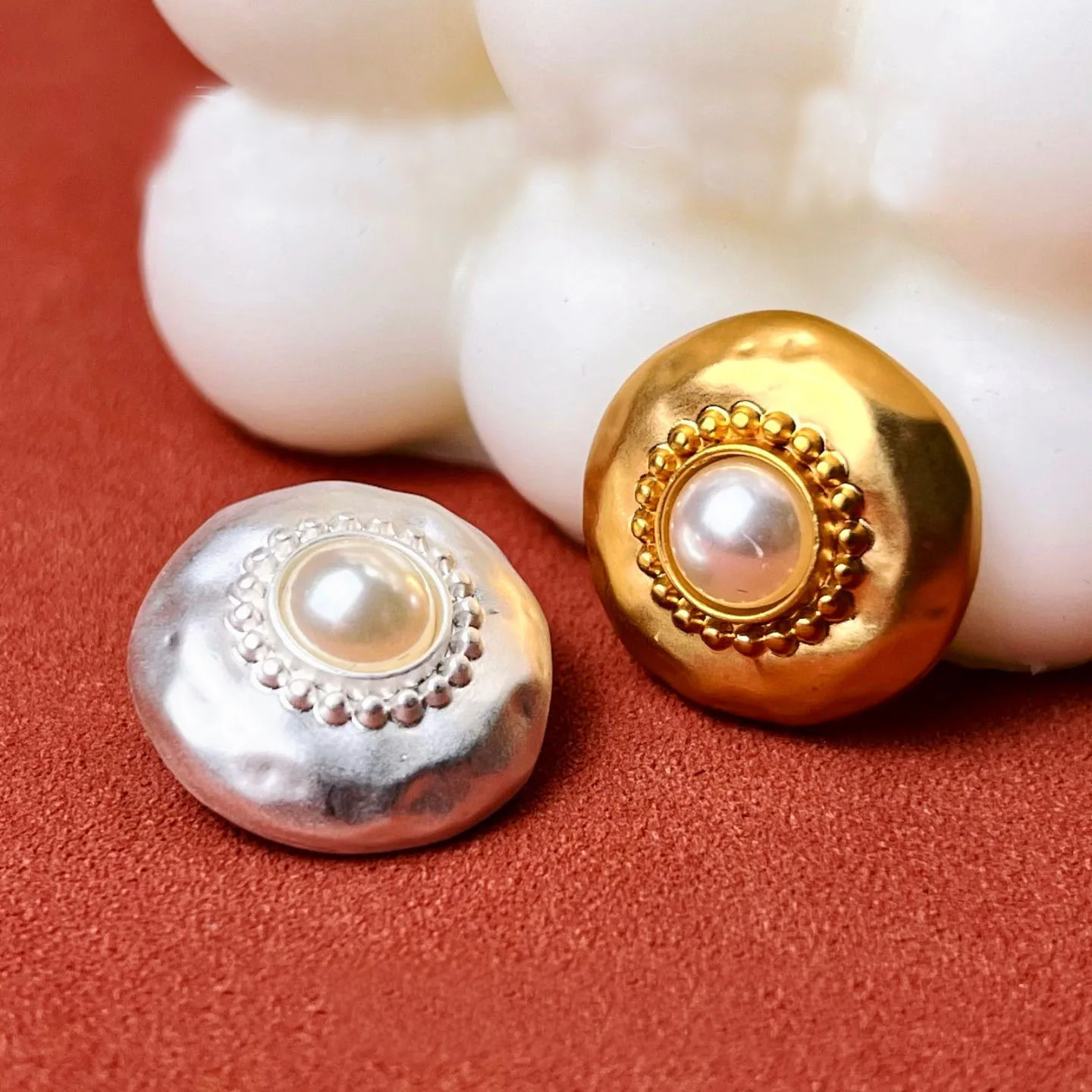 10Pcs 18/20/23mm Retro Gold Silver Metal Pearl Button Coat Knitwear Coat Decoration Button Palace Mushroom Button B045