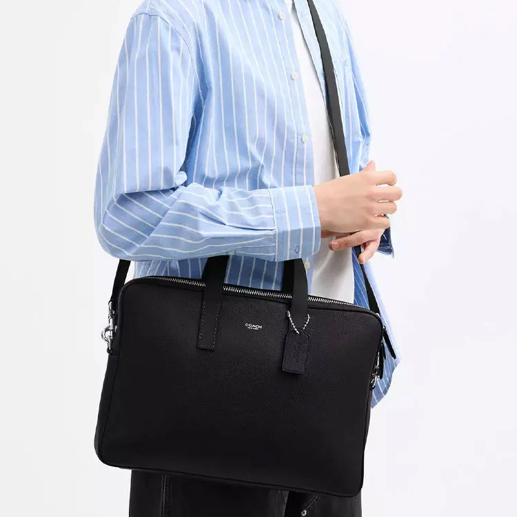 COACH Pebbled Leather Briefcase Large Men's Black CCB52-BLK
