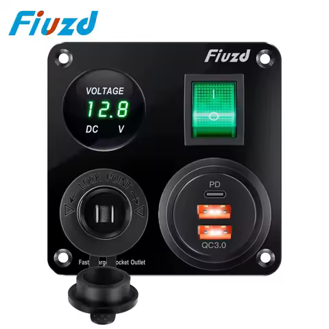 12/24V QC3.0 PD Car Charger Socket Quick Charge Dual USB with ON/OFF Outlet Panel Adapter for Truck Camper Caravan Accessories