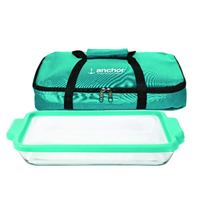 

Прямоугольная форма для выпечки из стекла Anchor Hocking на 3 литра с крышкой TrueFit синего цвета и сумкой