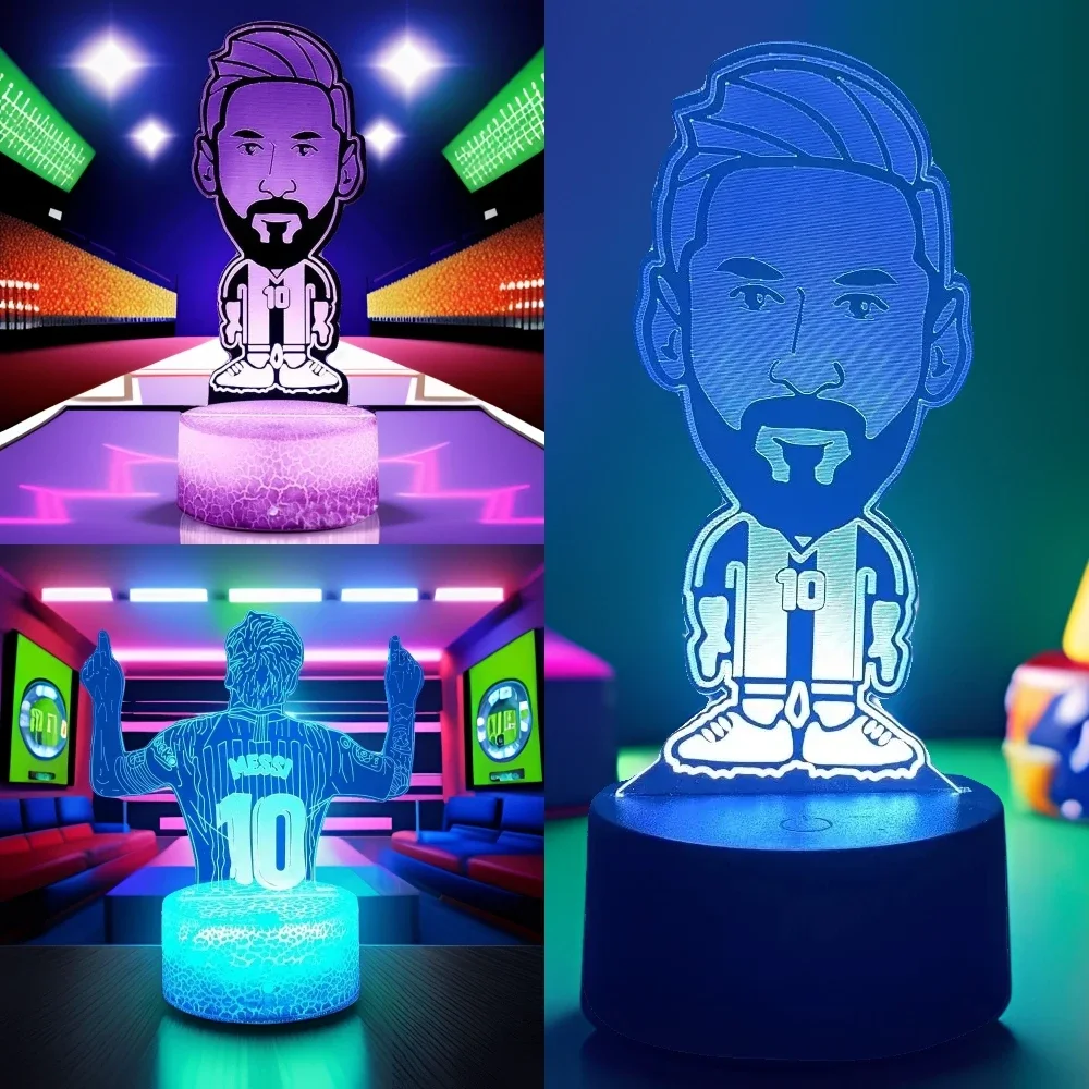 LED Night Light 3D Lamp Illusion Football Character Messi Smart Touch Child Nightlight Soccer Fans Room Decor Table Lamps Gifts